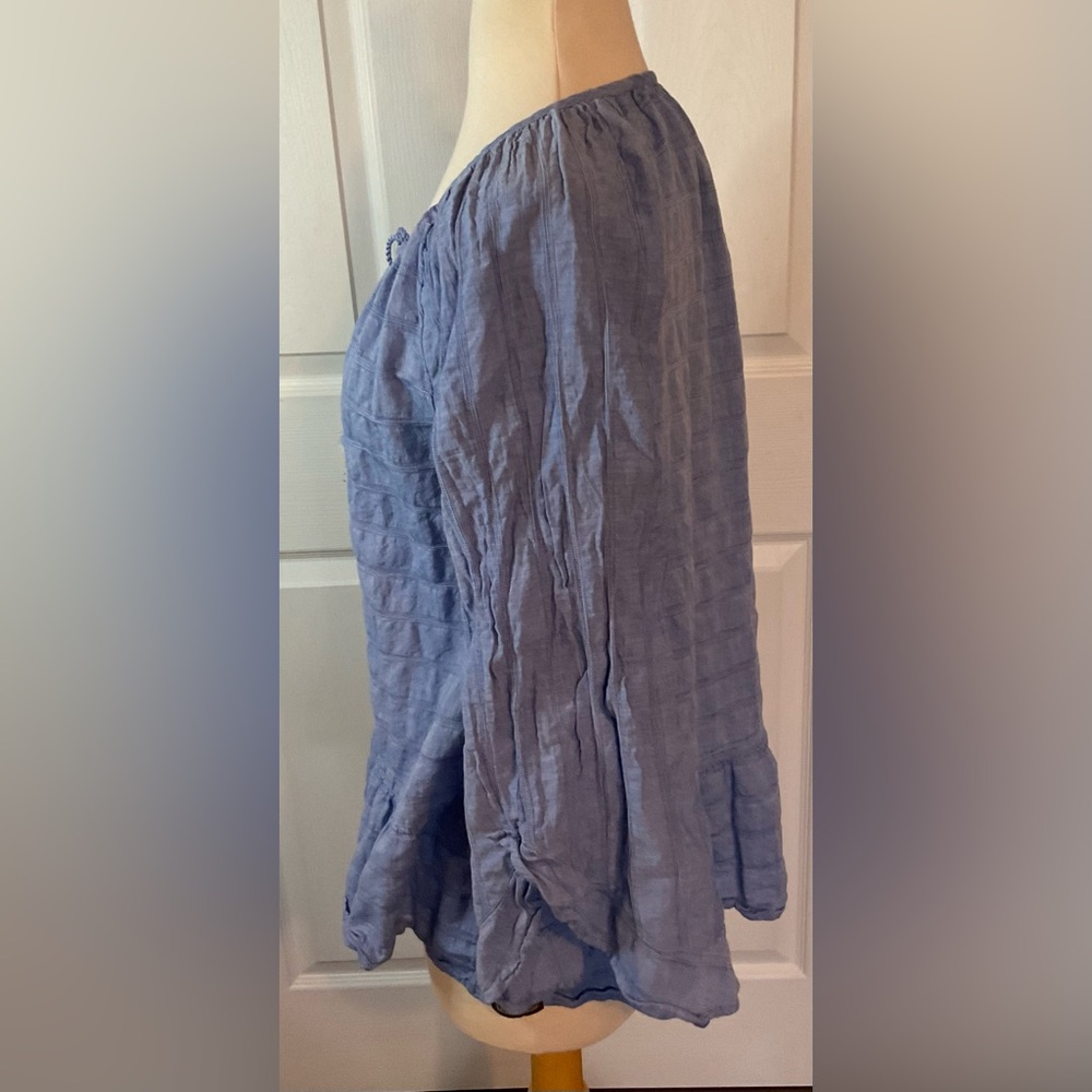 Matilda Jane Pretty Thing Chambray Blue Peasant Boho Cotton Top Size Small - Picture 4 of 5